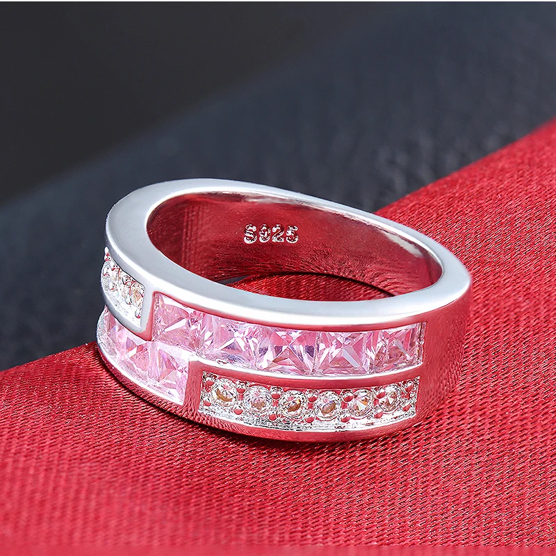 Elegant Pink CZ Cocktail Party Ring - Chic Women's Fashion Jewelry Accessory