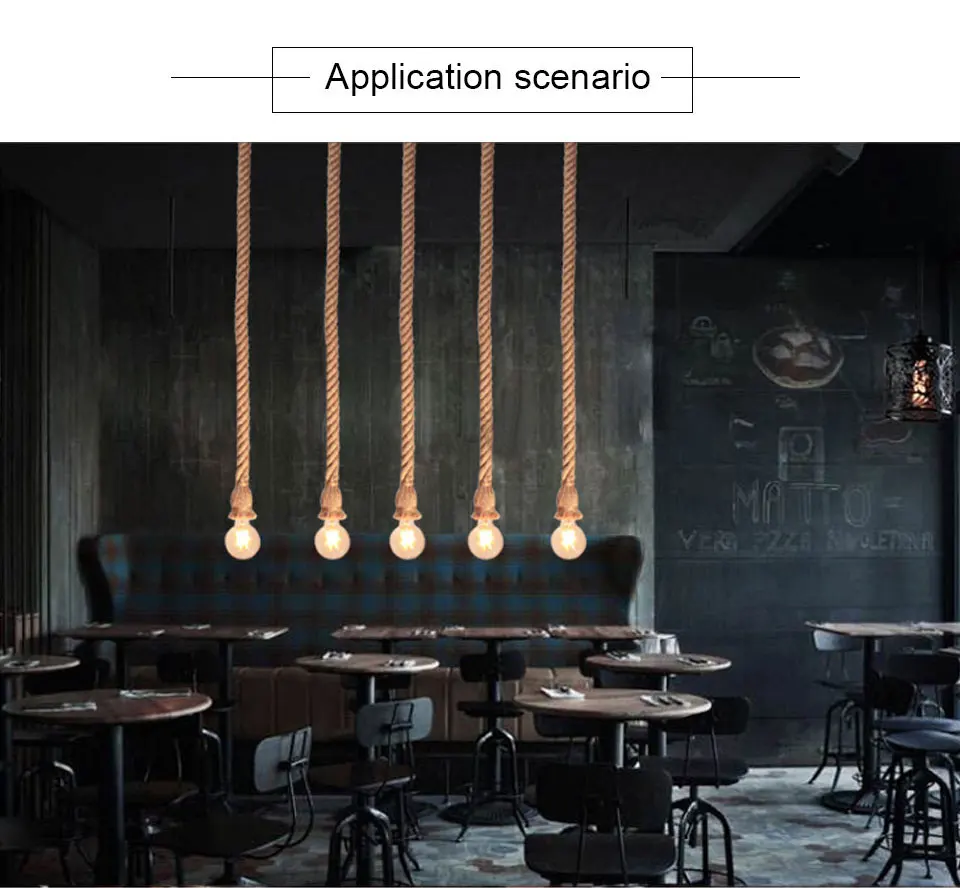 Retro Hemp Rope Pendant Lamp Vintage E27 Lamp Base Pendant Lamp Socket Chandelier Hanging Modern Industrial Decor for Cafe (7)