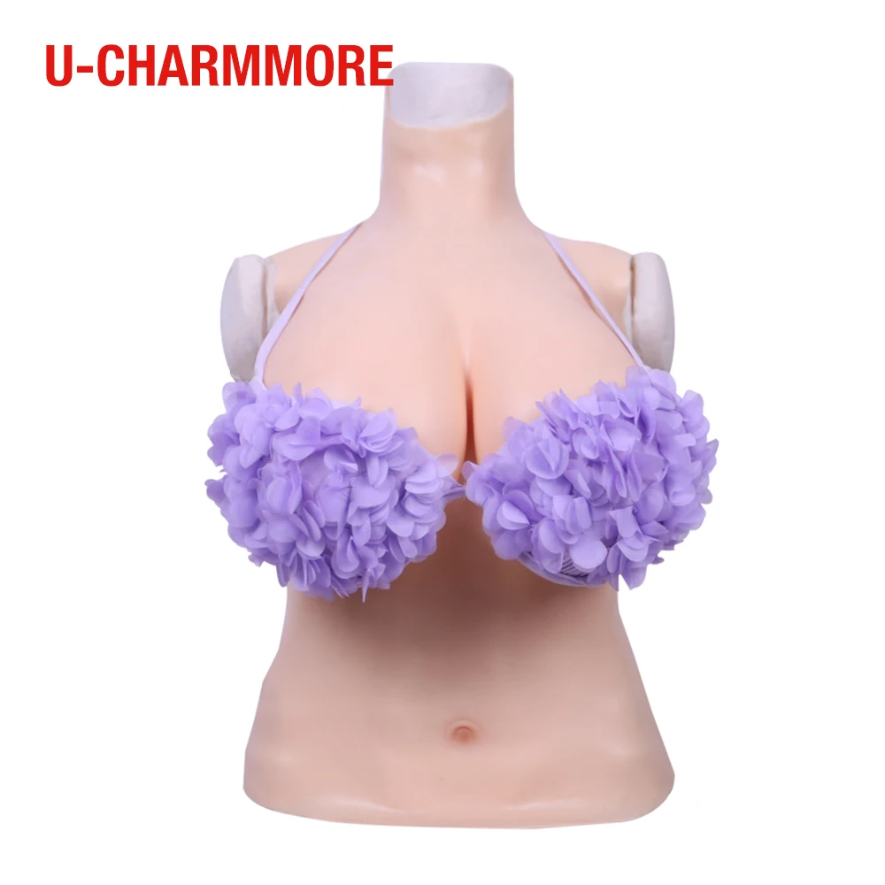

U-CHARMMORE Silicone Breast Forms Half Body G-CUP Artificial Fake Boobs For Transgender Drag Queen Crossdressing Cosplay
