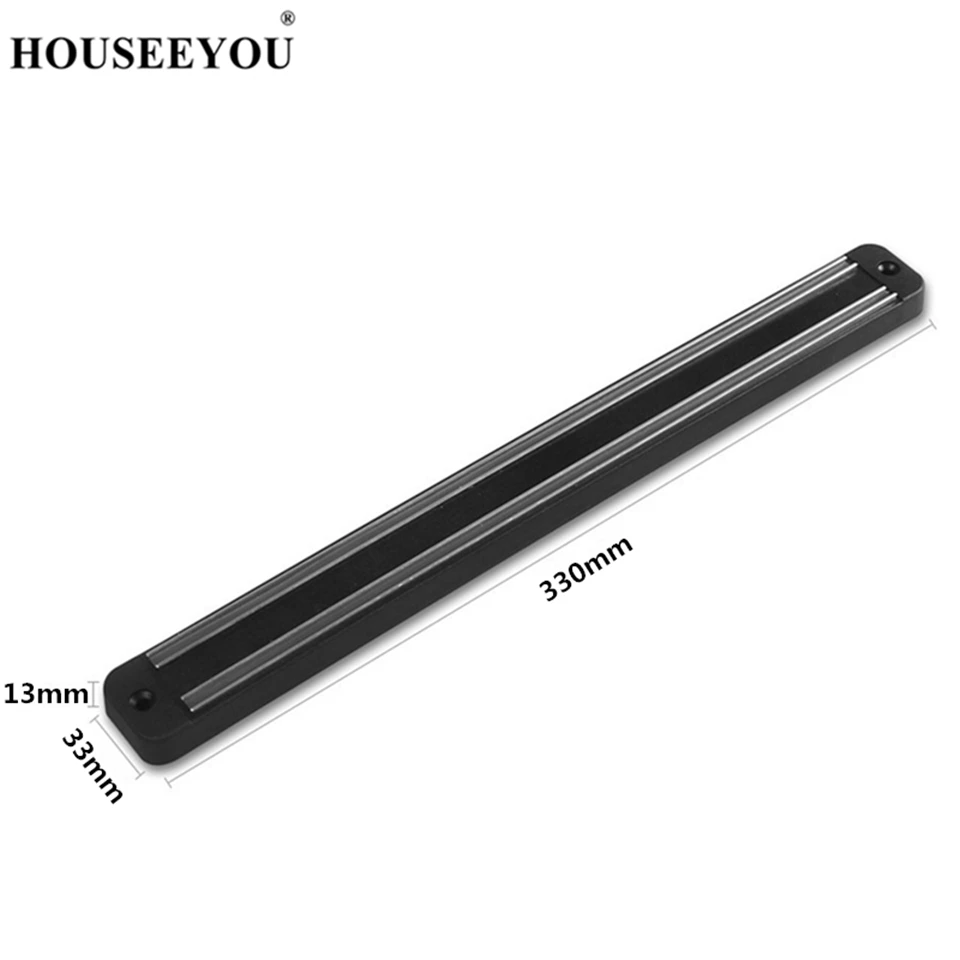 HOUSEEYOU 13 inch Magnetic Knife Holder Block Wall Mount Black ABS Plastic Strong Magnet Kitchen Metal Knife Strip Stand Storage