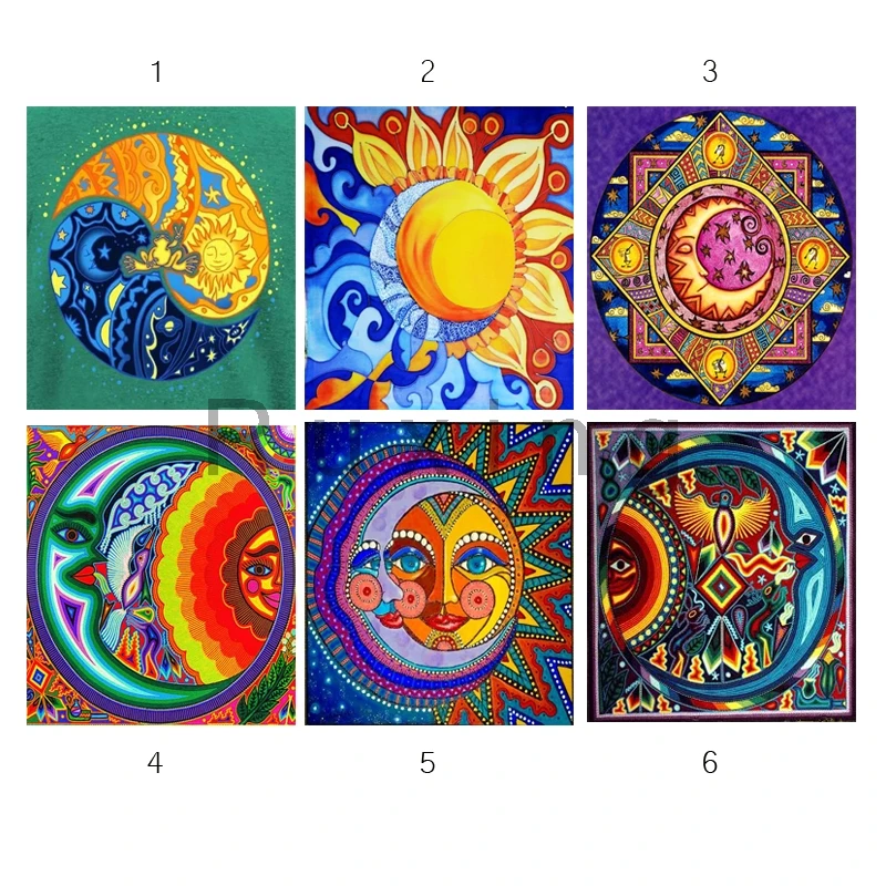 

5D DIY Diamond painting Cross stitch Sun Moon set Full Square Diamond embroidery Ancient Full Square Diamond mosaic color