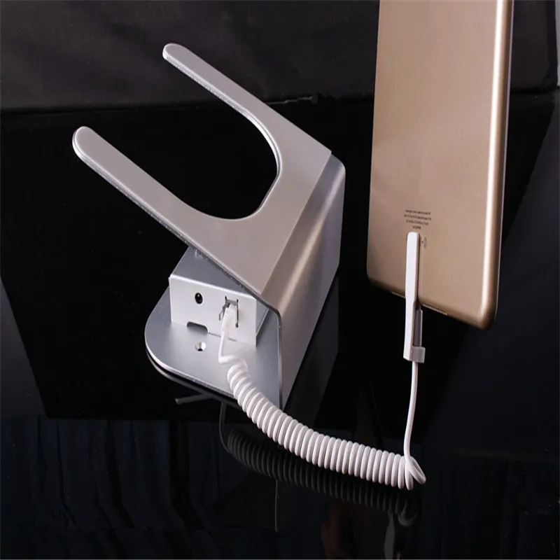 

remote control silvery color metal material alarm and secure display stand for tablet pad