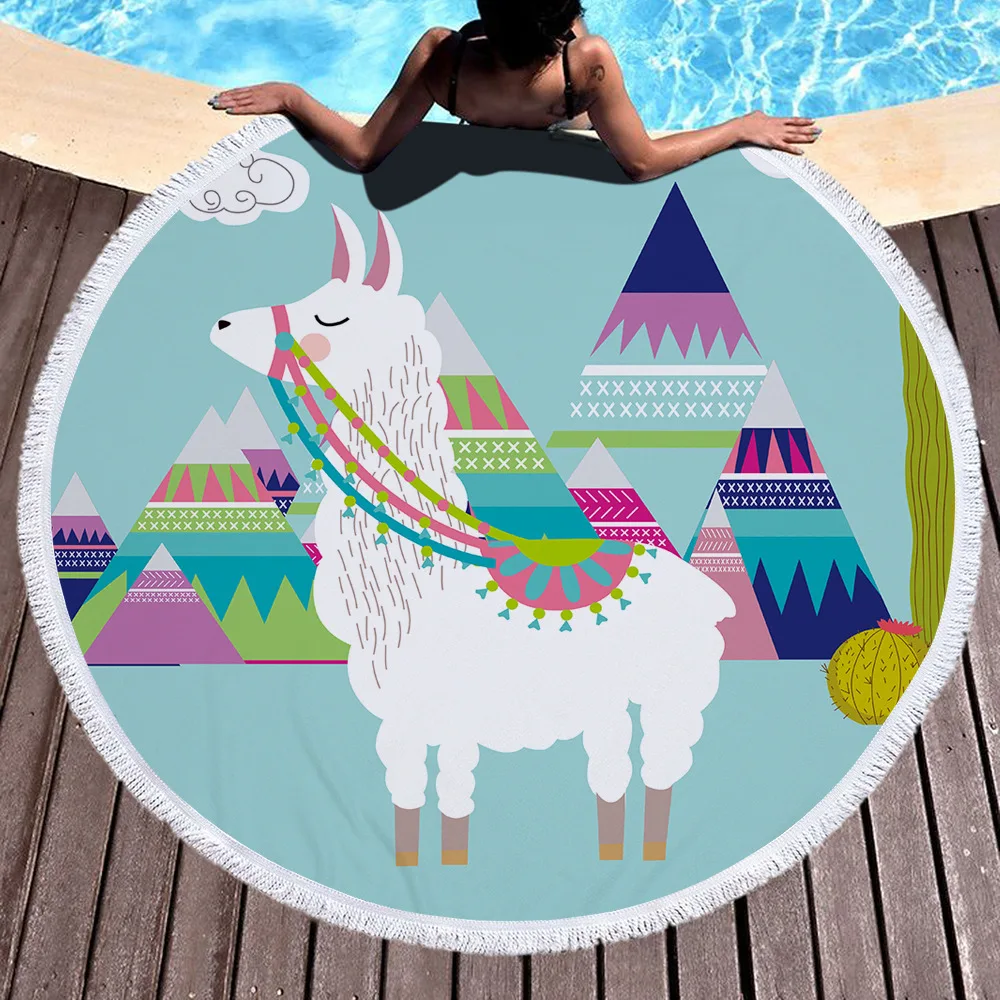 Pink Cute Sheep Microfiber Large Round Beach Towel Toalla Microfibra Thick Terry Cloth Tassels Blanket Serviette De Plage Bath Towels Aliexpress