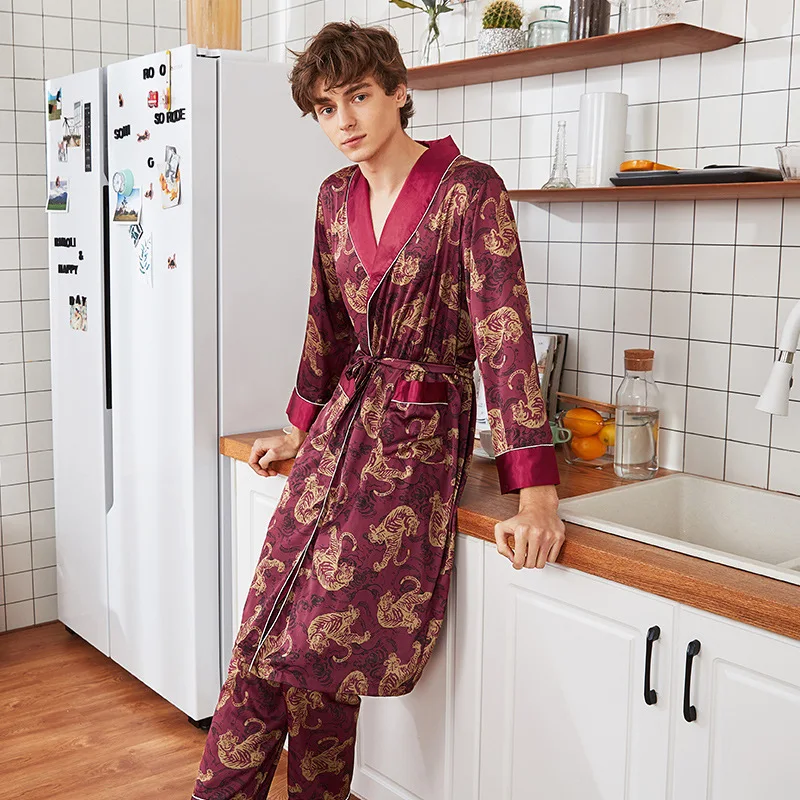 

Bathrobe Men Japanese Kimono Men Satin Pajamas 2019 new for spring and summer 9726