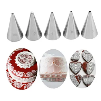 

5Pcs/set Stainless Steel Icing Piping Nozzles Set Cream Tips Cake Cream Decorating Pastry Tools Extra Fine Cake Writing Nozzles