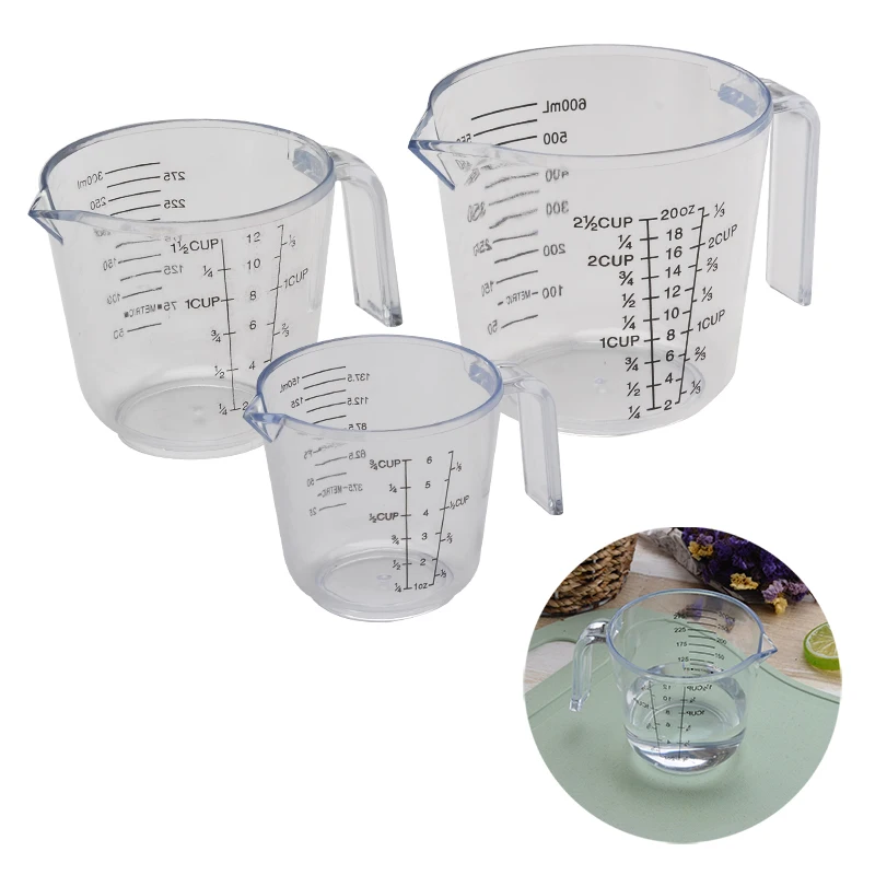 

150/300/600ML Food Grade Plastic Measuring Cup Transparent Cup With Scale And Handle Practical Kitchen Baking Measuring Tools