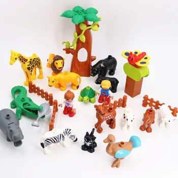 

Big Size Diy Building Blocks Animal Accessories Bear Deer Monkey Horse Lion Panda Compatible with Duploed Toys for Kids Gift