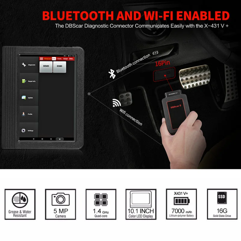 Original Launch X431 V Plus Car Diagnostic Scanner Full System Diagnostics Scan Tool Universal Professional Engine Analyzer