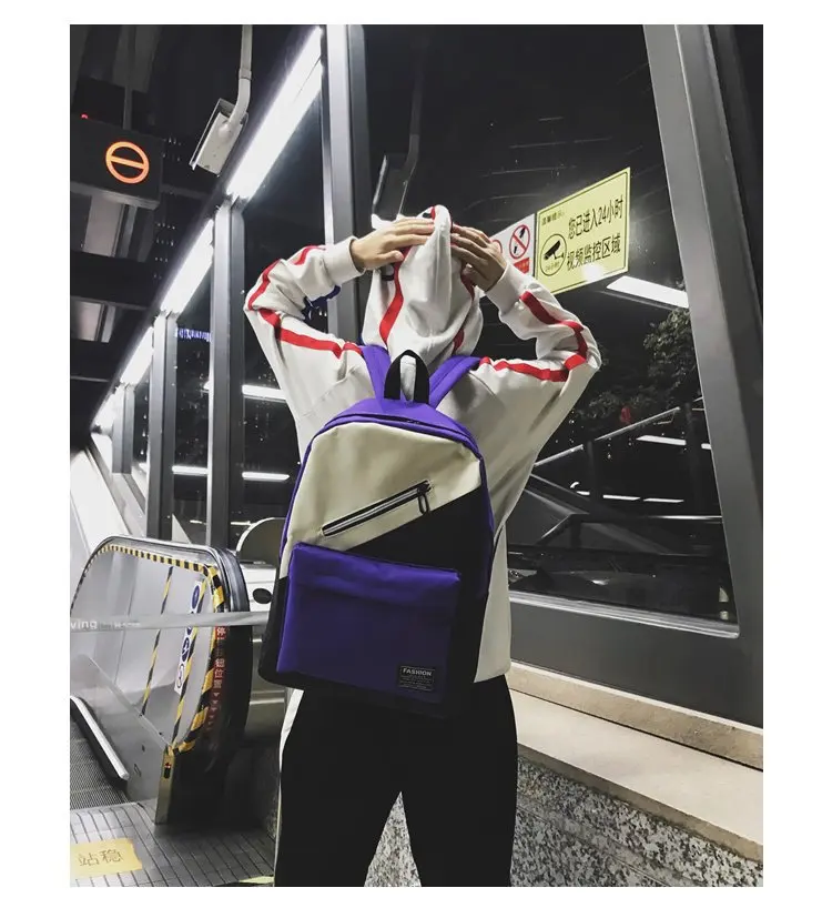 Junior High School Backpack for Teenage Girl Boy Big College Student Backpack Women Patchwork Nylon Backbag Youth Bagpack Teen