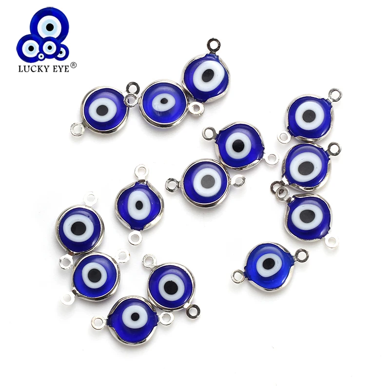 

Lucky Eye 10pcs/lot Evil Eye Charms Connectors Colorful Beads For Women Diy Bracelet & Bangle Jewelry Accessories Findings EY428