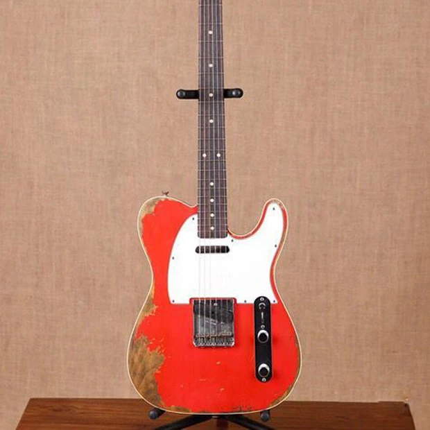 

handmade 6 stings telecast gitaar,Tele electric Guitar relics by hands. red color master build relic TL guitarra