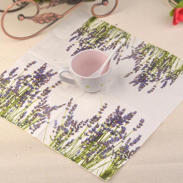 Haochu 40pcs Purple Lavender Flower Paper Napkins Wedding Haochu 40pcs Purple Lavender Flower Paper Napkins Wedding Dinner Tissue Table Decor Serviettes Decoupage Party