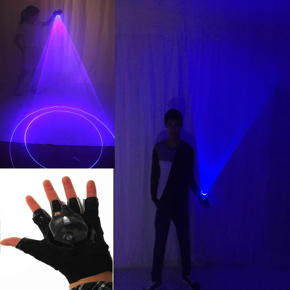 Free Shipping Blue Laser Gloves For DJ Dancing Club True Blue 450nm