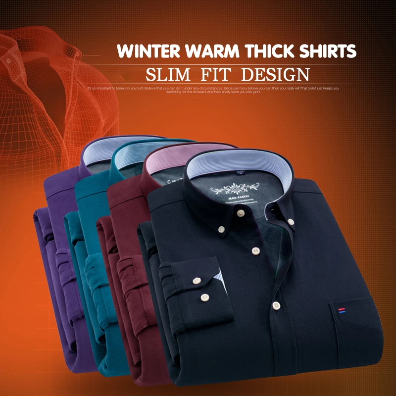 New Winter Warm Shirt Men Casual Shirts Slim Fit Thick Oxford Dress Shirts Solid Color Fashion Camisa masculina Chemise homme New Winter Warm Shirt Men Casual Shirts Slim Fit Thick Oxford Dress Shirts Solid Color Fashion Camisa masculina Chemise homme