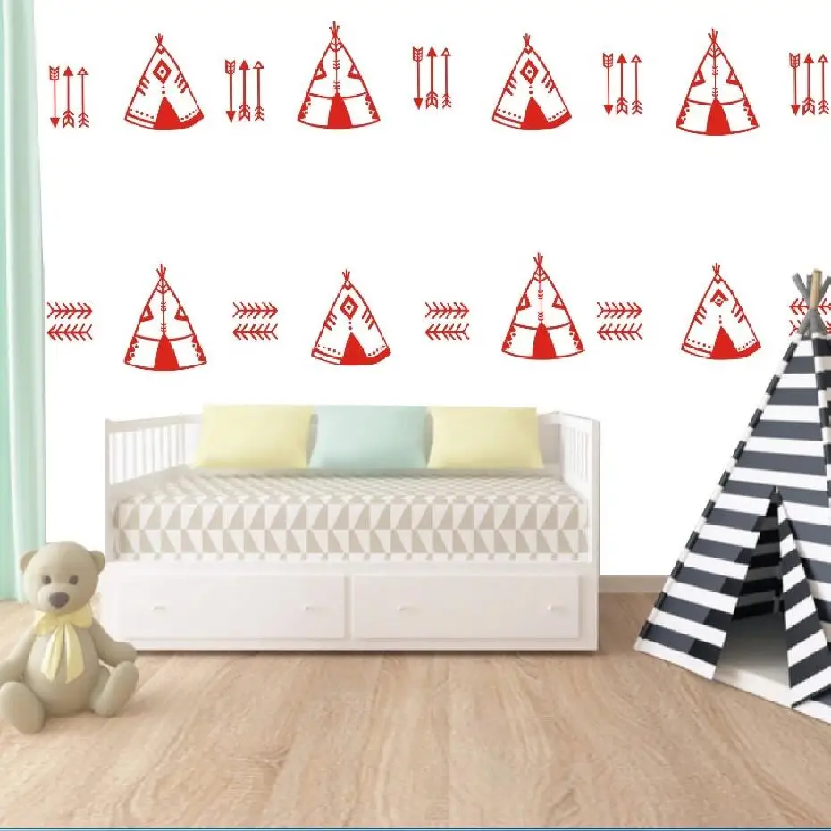 

Wall Decal Vinyl Sticker Tent And Arrow Set Pattern For Kids Boy Girl Living Play Room House Home Decoration Art Design WW-243