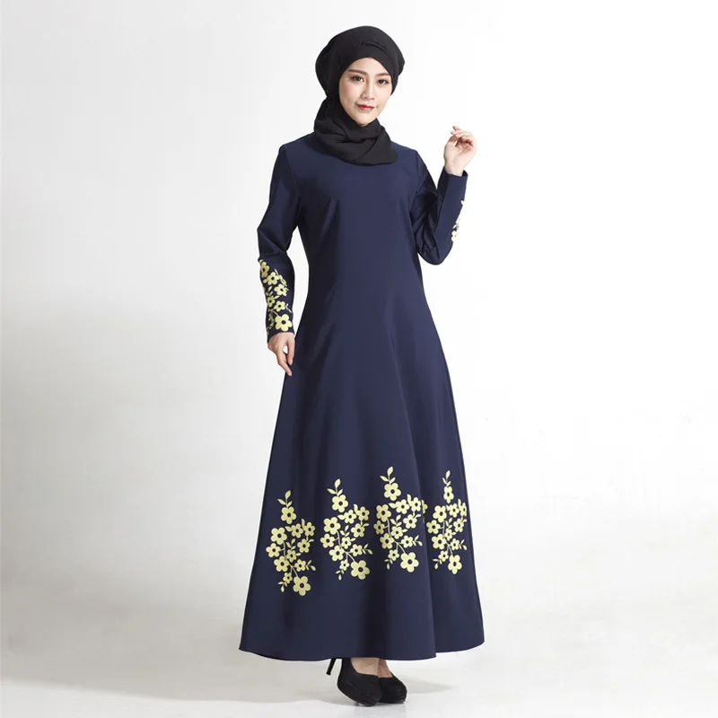 Fashion Malay Indonesian Muslim Dresses Floral Printed Islam Arab Women 