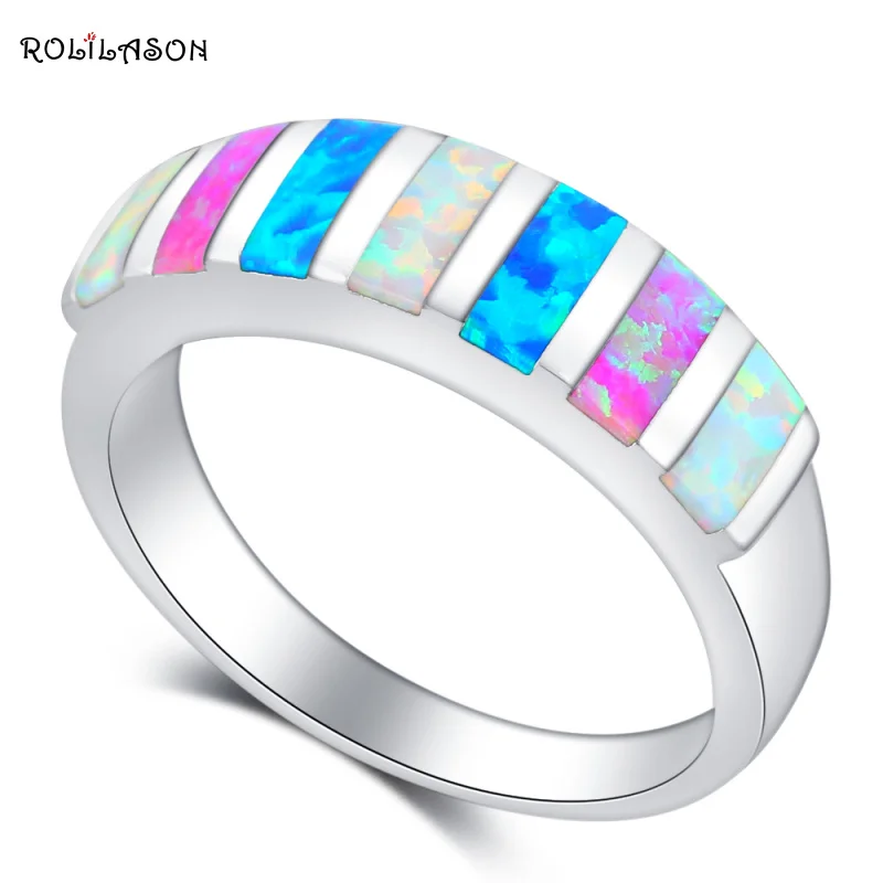Rolilason Черная пятница нежный Стиль Цвет огненный опал Серебро штампованные Модные