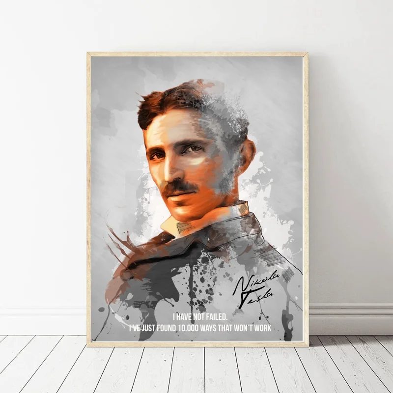 Nikola Tesla Современный домашний декор холст картина искусство печать Настенная картина