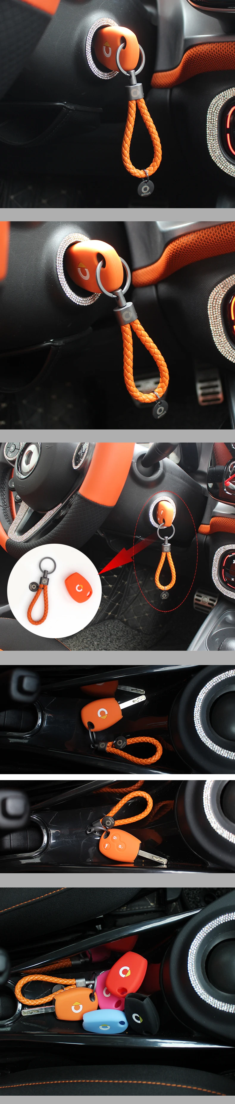 Прямой цветной силиконовый чехол для ключей, аксессуары для автомобиля с дистанционным управлением, стильный брелок, украшение для нового smart 453 fortwo forfour