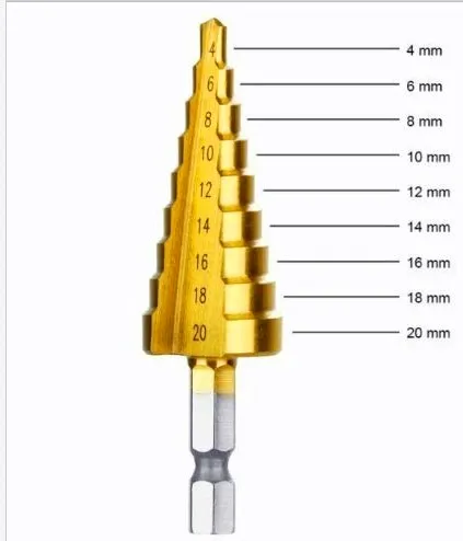 1 шт. шаговый конус HSS набор сверл с титановым покрытием деревообрабатывающее отверстие фреза 4-20 мм