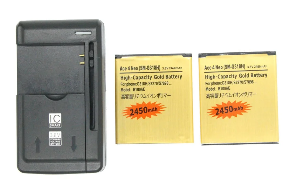 2x2450 mAh B100AE EB BG313BBE Золотая сменная батарея + универсальное зарядное устройство для