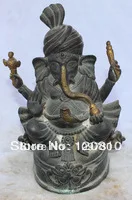 00243 Chinese Tibetan Bronze Gilt 4 Arms Ganapati Ganesh Lord Ganesha Buddha Statue 00243 Chinese Tibetan Bronze Gilt 4 Arms Ganapati Ganesh Lord Ganesha Buddha Statue