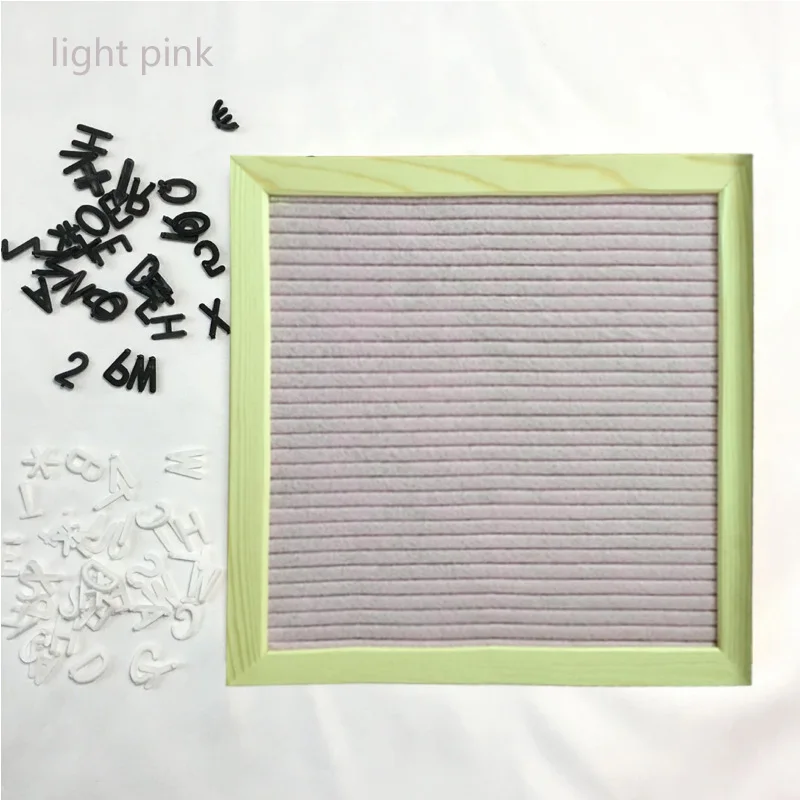 light pink Деревянная рамка для украшения, войлочная доска с буквами, сменные символы, цифры, офисные декоративные доски, персонажи, доски для сообщений - Цвет: light pink