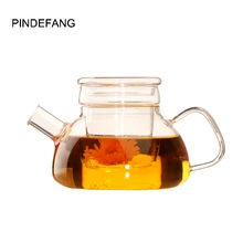 PINDEFANG 600 мл/21 фл. унций Цветущий чай, свободный лист чайник с стеклянная сетка для процеживания Microwavable, безопасный для плиты чайный набор
