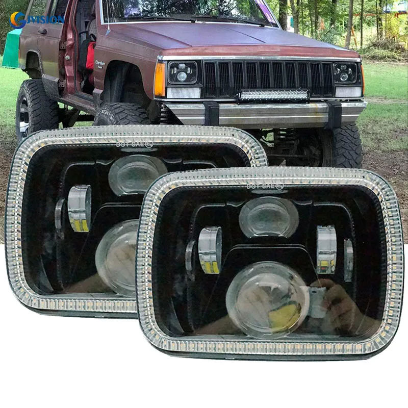 Прямоугольсветодиодный светодиодная фара 5x7 дюймов для Jeep Wrangler YJ Cherokee XJ пикапа