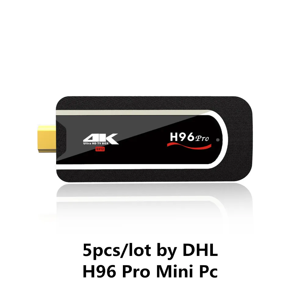 

5pcs/lot H96 Pro Mini PC Android 7.1 2GB 16GB Amlogic S912 Octa core 64bits 4K TV Stick mini TV BOX with 2.4G WiFi 4K KDMC