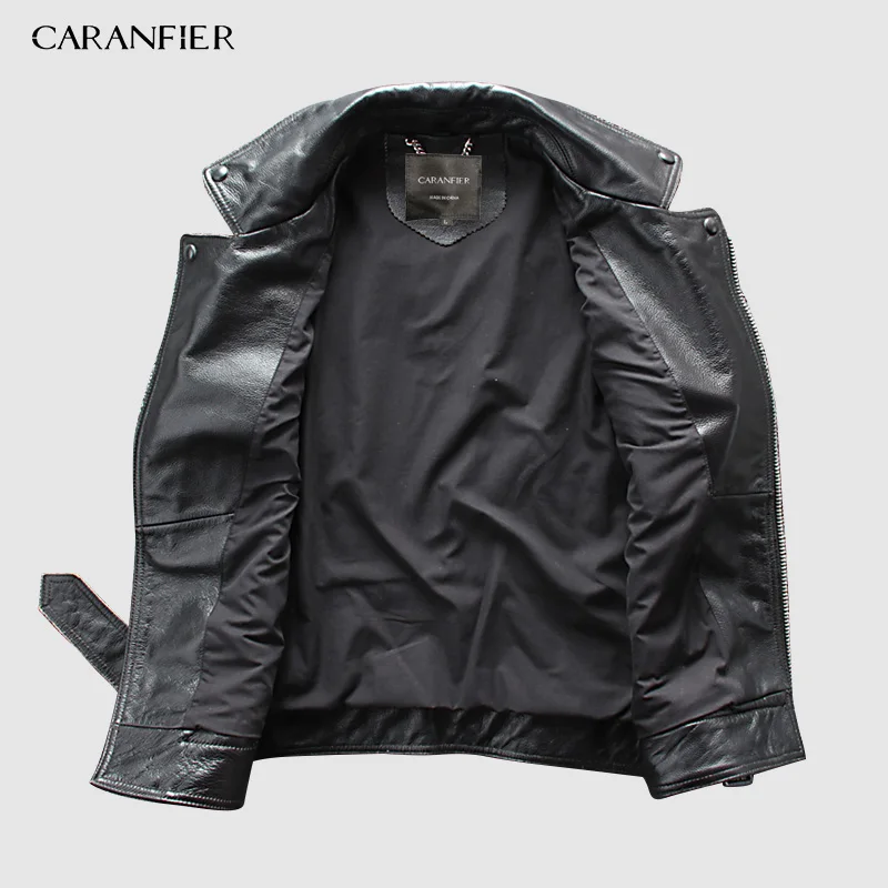 Мужской мотоциклетный жилет CARANFIER 100% из воловьей кожи брендовый Байкерский без