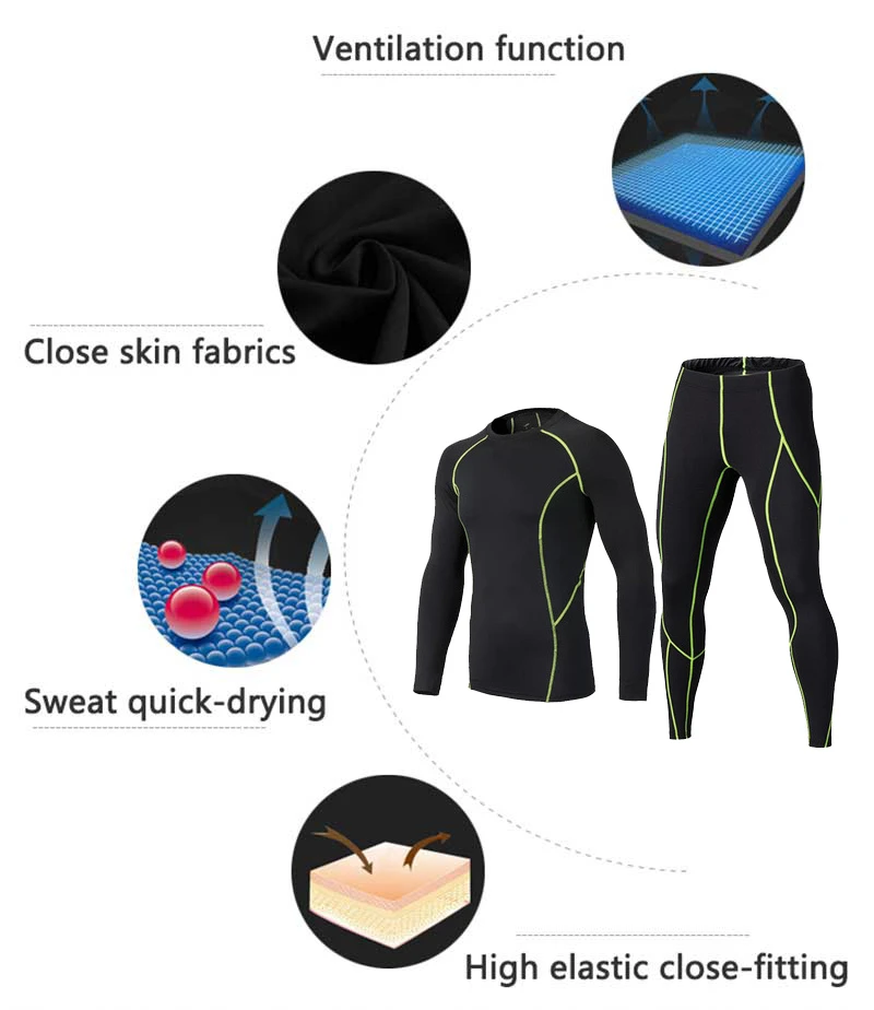 Бренд IEMUH, мужское зимнее спортивное термобелье, быстросохнущее, эластичное, компрессионное, теплое, кальсоны, лыжный, фитнес, термо, комплект нижнего белья