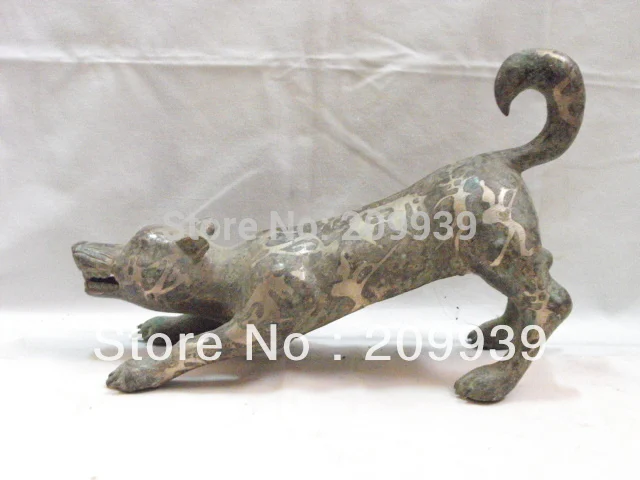 

0050 Vintage Chinese Valued Bronze Silver Wolf Animal Statue