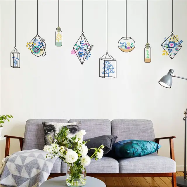 Creativo pesci di fondo adesivi murali serbatoio piante decorazioni ... Decorazioni camera fai da te