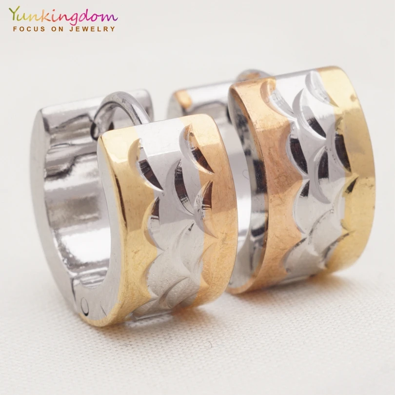

Yunkingdomm wholesale rock style men earrings stainless steel small hoop earrings for women girls UE0349