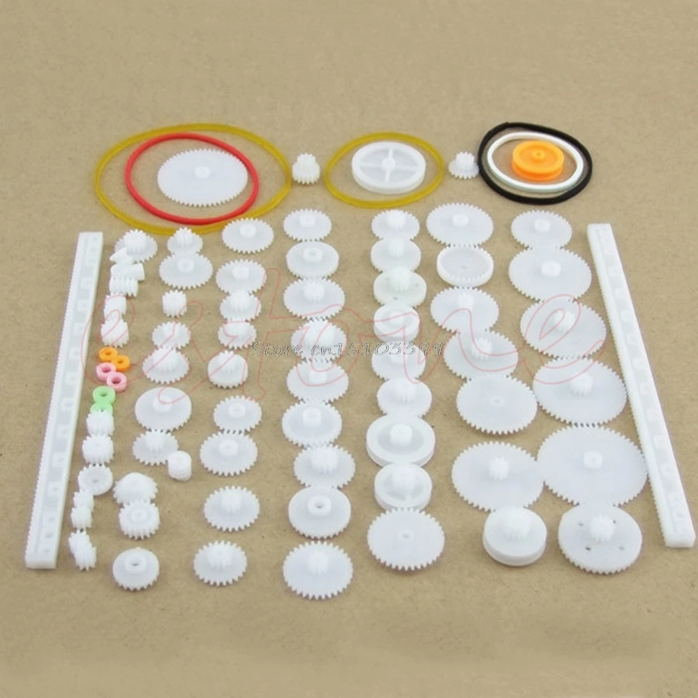 

75 Kinds Plastic Shaft Single Double Reduction Crown Worm Gear Kit For Robot DIY G08 Drop ship