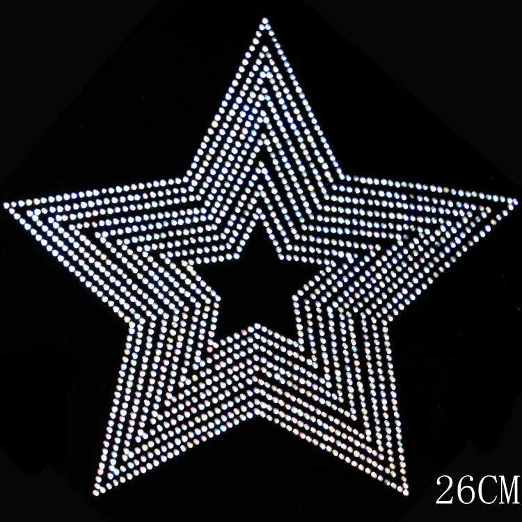 

2pc/lot Big star iron on transfer patches hot fix rhinestone motif designs star stickers flatback hot fix rhinestone for shirt