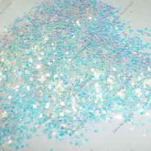 50 грамм белого цвета с синими оттенками Ослепительная шестиугольная палитра блесток форма для украшения ногтей и блестки для ногтей