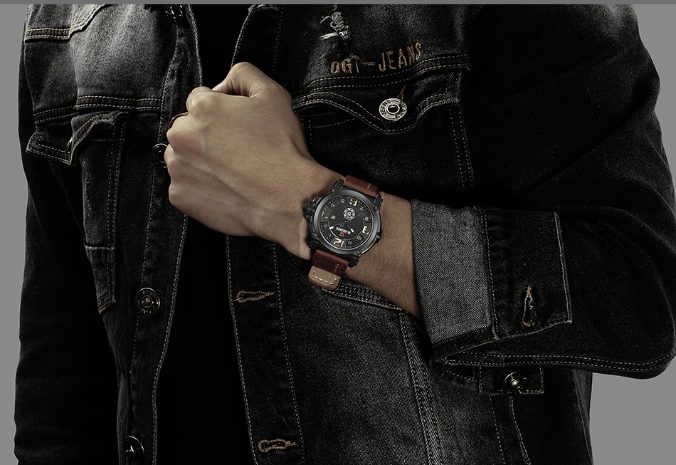 Роскошный бренд NAVIFORCE мужские модные повседневные часы Мужские кварцевые часы мужские с кожаным ремешком армейские военные спортивные наручные часы