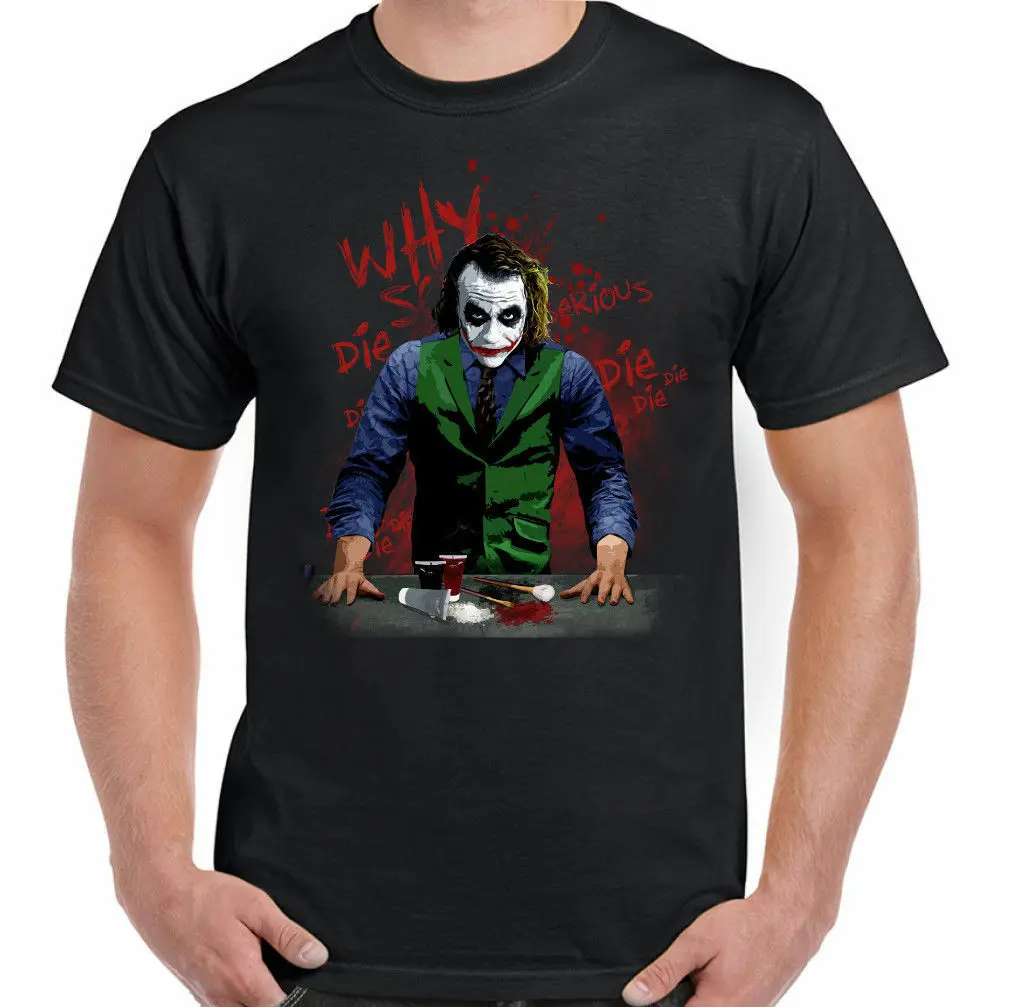 

Why So Serious Men Funny Joker Shirt Black Batman Heath Ledger The Dark Knight