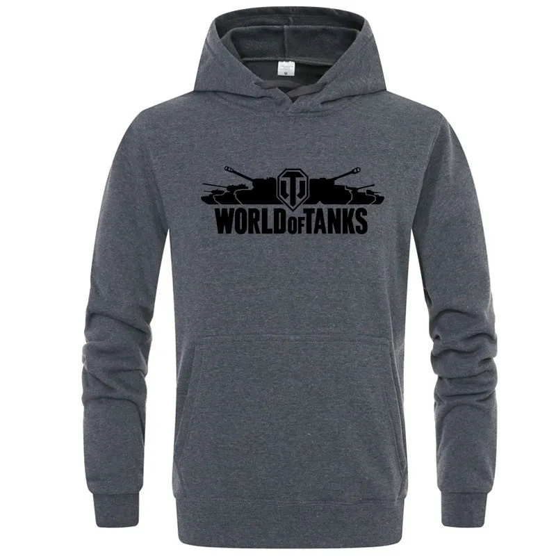 Толстовка World of Tanks, Мужская/Женская толстовка с капюшоном, модные толстовки с капюшоном, Повседневная Толстовка с длинным рукавом, зимний флисовый пуловер - Цвет: Dark gray-black
