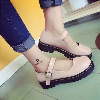 

Vintage round toe doll single shoes preppy style buckle heel women's fashion shoes fashion small leather