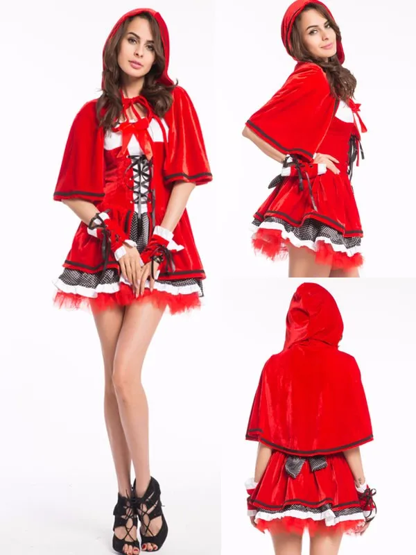 Cosplay&ware Adult Women Christmas Costumelittle Red Riding Hood Costume Sweetheart Miss Santa Dress Plus Size Cosplay Costumes -Cosplayware Store