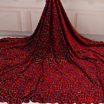 

2019 New Design French Velvet Lace Fabric With Sequins High Quality African Lace Fabrics For Nigerian Wedding 5Yards GD2742B-3