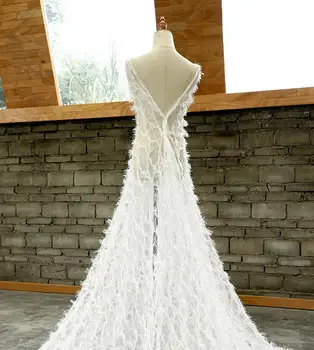 

White sexy feather smooth three-dimensional tassel dress Polyester Blend fabric lace wedding gauze party prom tweed fabric A012