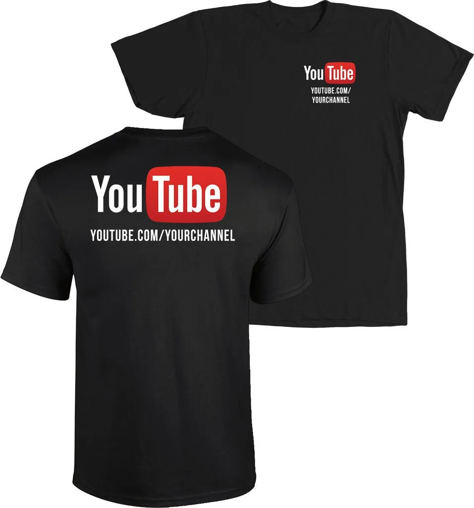 Summer Mens YouTube Logo Print T shirt Hip Hop Brand Clothing Cotton