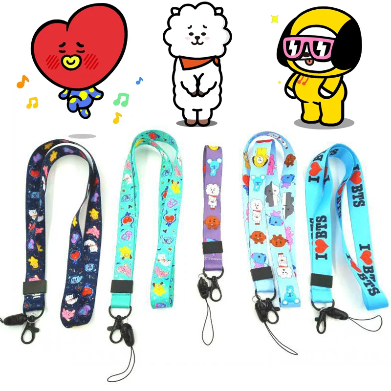 BT21 BTS ключ ремешок Косплей Опора Bangtan мальчики ID Держатели карт шеи ремни брелок для ключей для мальчиков девочек Подарки