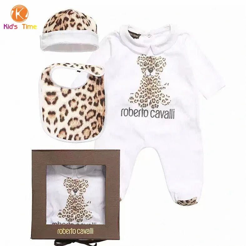 Brand Design Leopard Print Baby Girl Rompers White Tiger Pattern Infant