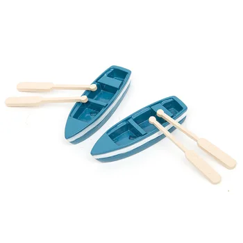 

2set Mini Boats Oars Fairy Garden Ornament Miniature Natural Resin Craft Figurine Terrariums Garden Decorations Decor Free Ship