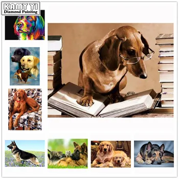 

Diamond Painting Full Round Dog Animal Professor Dachshund Diamond Embroidery Mosaic Rhinestones Picture By Numbers Decor XY25